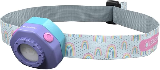 Ledlenser KIDLED4R Kids Purple LED Headlamp - Tri-Color Light with Flash Modes for Hiking Gear, Colorful Signal, Reading & Light Toys