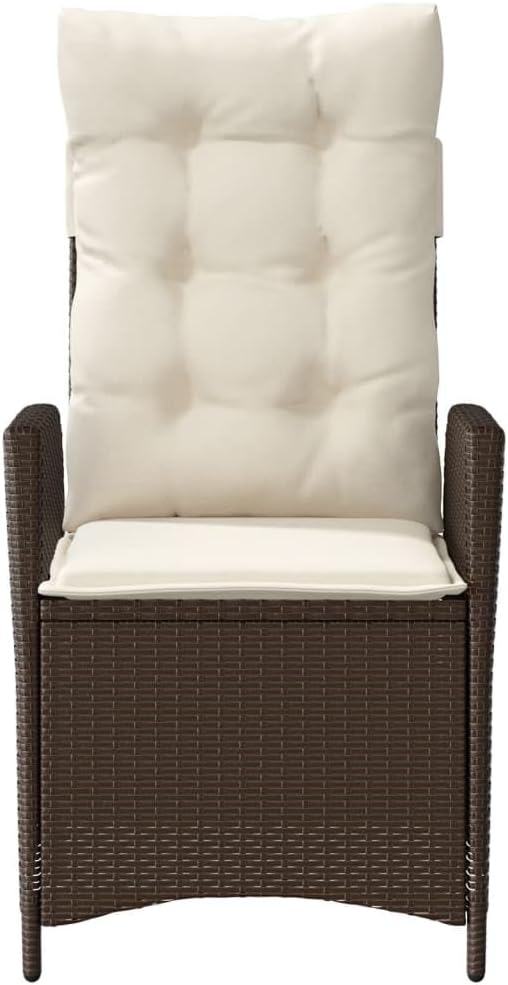 Reclining Patio Chair with Cushions Brown Poly Rattan Porch Chairs Camping Chairs Patio Chairs Living Room Chairs for Dining Patio Bedroom Outdoor