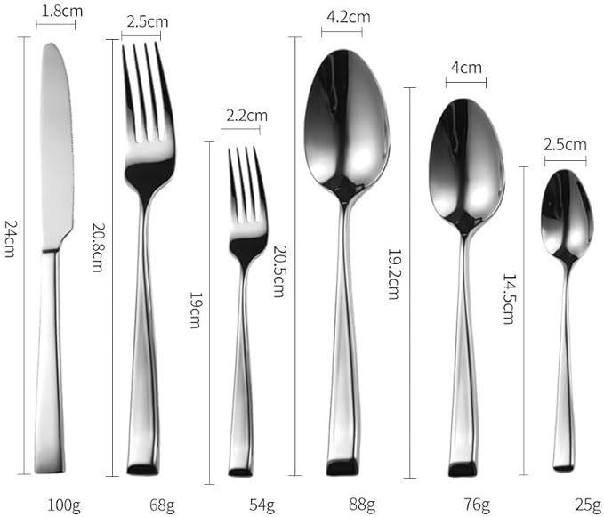 Cutlery Set Pieces Service Stainless Steel Titanium Flatware,16-piece Flatware Set, 4 Servings Tableware, Stainless Steel Cutlery, Including Knife, Fork and Spoon Teaspoon with Gold Wooden