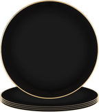 PARTY BARGAINS 13-Inch Charger Plates - 4 Pack, Organic Collection Black Gold Rim, Heavy-Duty Disposable Chargers for Elegant Dining - Ideal for Weddings and Formal Events