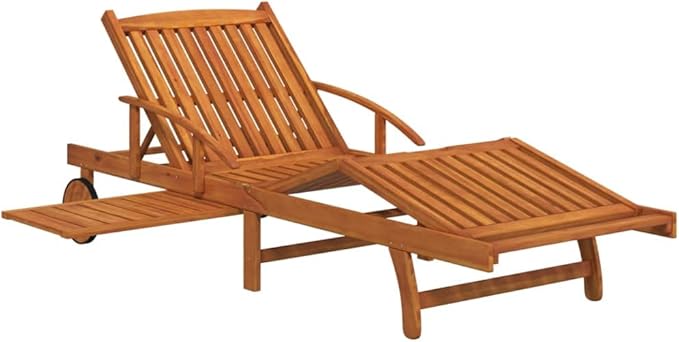 2 Piece Sunlounger Set with Table Solid Wood Acaciacamping Chairs Tanning Chair Patio Chairs Outdoor Lounge chairsSuitable for Gardens, courtyards