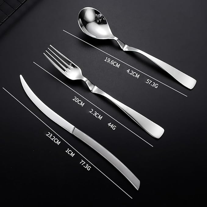 12-Piece Silverware Set Spoons and Forks Set Kitchen Utensils Set Flatware Set for 4 Stainless Steel Utensils Set, Mirror Effect Cutlery, Integral Molding, Dishwasher Safe for Picnic & Camping