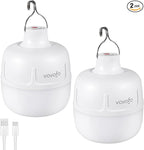 VAVOFO 2PCS 20W LED Camping Lantern Rechargeable, 1200LM Camping Light , 3000mAh Portable Tent Light , IP65 Waterproof Flashlight Lanterns for Emergencies ,Power Outages,Hurricane (White)