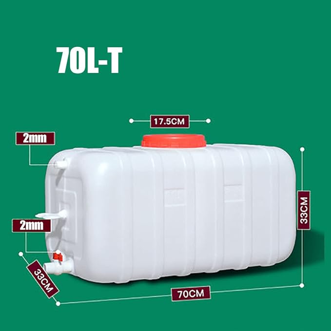 Water Tank Water Tank 100L Water Bucket Water Tank Water Bucket Household Water Storage Outdoor Food Grade Plastic Water Tank Large Rectangular Horizontal Disaster Camp Water Tank(Size:70L-T)