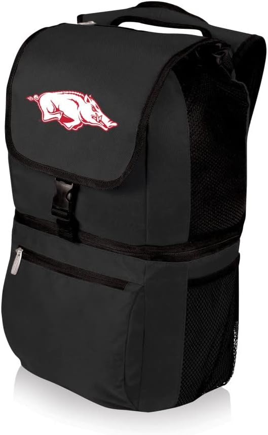 PICNIC TIME NCAA Arkansas Razorbacks Zuma Backpack Cooler - Soft Cooler Backpack - Lunch Cooler, (Black)