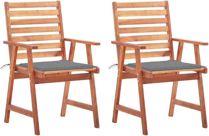 Patio Dining Chairs,Outdoor Chairs,Coffee Chair,Study Chair,Bistro Chair,Fishing Chairs,Camp Chair,Garden Chairs,for Deck, poolside,Camping,Beach,Campsite, 2 pcs with Cushions Solid Acacia Wood