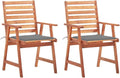 Patio Dining Chairs,Outdoor Chairs,Coffee Chair,Study Chair,Bistro Chair,Fishing Chairs,Camp Chair,Garden Chairs,for Deck, poolside,Camping,Beach,Campsite, 2 pcs with Cushions Solid Acacia Wood