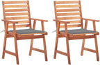 Patio Dining Chairs,Outdoor Chairs,Coffee Chair,Study Chair,Bistro Chair,Fishing Chairs,Camp Chair,Garden Chairs,for Deck, poolside,Camping,Beach,Campsite, 2 pcs with Cushions Solid Acacia Wood