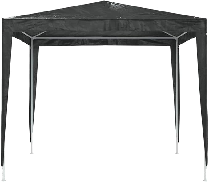 Party Tent Anthracite Polyethylene Steel Frame 8.2 x 8.2 ft Outdoor Shelter for Gatherings with Water-Resistant Canopy and Easy Assembly
