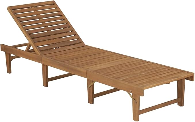 Folding Sun Lounger with Cushion Solid Acacia Woodtanning Chair Camping Chairs Patio Chairs Outdoor Lounge chairsSuitable for Gardens, courtyards