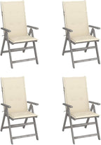 Patio Reclining Chairs,Camp Chair,Barbecue Chairs,Fishing Chairs,Bistro Chair,Coffee Chair,Patio Funiture,for Dining Room,Living Room,Study Room,Garden,4 pcs with Cushions Solid Acacia Wood