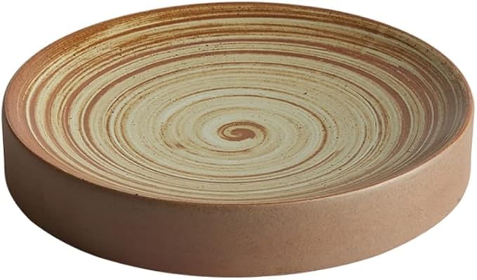 Camping Plates Dessert Plate Salad Plate Serving Plate Tray Stoneware Round Ceramic Dinner Plate Flat Dish Dish Cold Dish Tableware Decorative Plate(A,9 INCH)