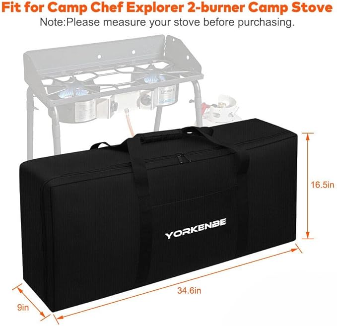 Carry Bag for Camp Chef 2-Burner Stoves, 1680D Heavy Duty Camping Stove Carry Case with Padded Handles, Waterproof and Long-lasting, for Camping, Tailgating, BBQ, Size 35''x17''