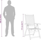 vidaXL - Patio Folding Chairs 6 Pcs - Camping Garden Lawn Chair - Solid Acacia Wood - Adjustable and Foldable - Brown Retro Style - 22.4" x 27.2" x 43.7"