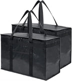 NZ home Insulated Bags for Food Delivery (2XL PRO) Grocery Shopping Cooler Bag, Pizza Delivery, Hot & Cold Catering Tote, Reusable, Foldable & Heavy Duty (2 Pack, Black)