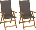 Patio Reclining Chairs ,Bistro Chair,Patio Funiture,Lawn Chairs,Armchair,Beach Chair,Camp Chair,Coffee Chair,for Outdoor,Fire Pit,Deck,Lawn,Outside,Garden,2 pcs with Cushions Solid Acacia Wood