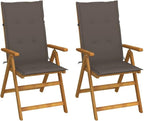 Patio Reclining Chairs ,Bistro Chair,Patio Funiture,Lawn Chairs,Armchair,Beach Chair,Camp Chair,Coffee Chair,for Outdoor,Fire Pit,Deck,Lawn,Outside,Garden,2 pcs with Cushions Solid Acacia Wood