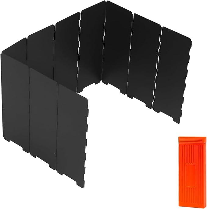 Black Camping Stove Windscreen,Lightweight Aluminum Outdoor Windshield Gas Stove Wind Screen for Camping, Wind Guard Glamping, Hiking, Picnic, Backpacking