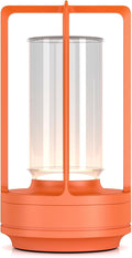 Portable Metal Table Lamp for Indoor/Outdoor ,Rechargeable Cordless LED Lamp, 3-Colour Infinitely Dimming Battery Powered Small Desk Lamp, Restaurant/Bedroom/Bar/Coffee Shop/Camping Light (Orange)