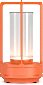 Portable Metal Table Lamp for Indoor/Outdoor ,Rechargeable Cordless LED Lamp, 3-Colour Infinitely Dimming Battery Powered Small Desk Lamp, Restaurant/Bedroom/Bar/Coffee Shop/Camping Light (Orange)