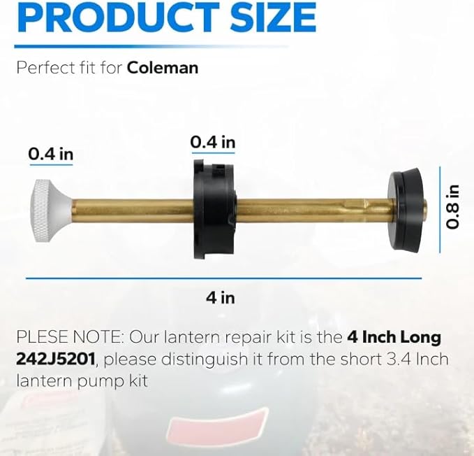 Stove & Lantern Part for Coleman, Pump Repair Kit Plunger Comaptible with Coleman Camping Stoves and Dual Fuel Lanterns - Lantern Replacement Part Pump Plunger 242J5201 4 Inch Long