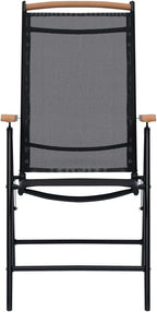 2-Pack Black Folding Patio Chairs with 7-Position Reclining Textilene Seats - Lightweight Aluminum Outdoor Lounge Chairs for Poolside, Camping, Beach, and Garden Use