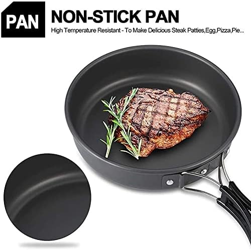 Outdoor Camping Cooking Set Pan Pot Bowl Kettle Foldable Cookware Kit Aluminum Travel Picnic Hiking Tableware Tools(A)