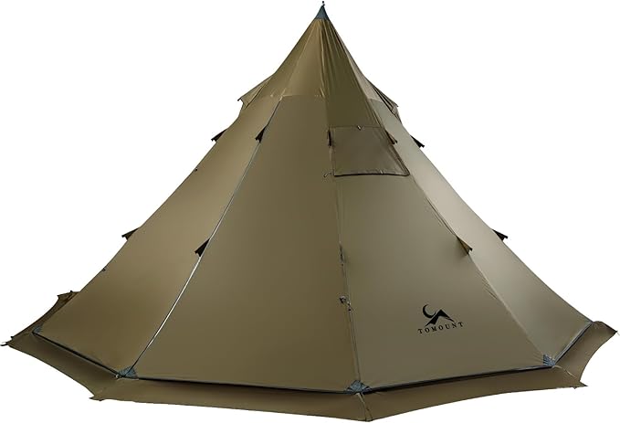 TOMOUNT Hot Tent, Tipi Teepee Tent with Stove Jack, 70D Ripstop Nylon, PU3000mm, Waterproof Lightweight for 2-4 Person, 4 Season Backpacking Hunting Hiking