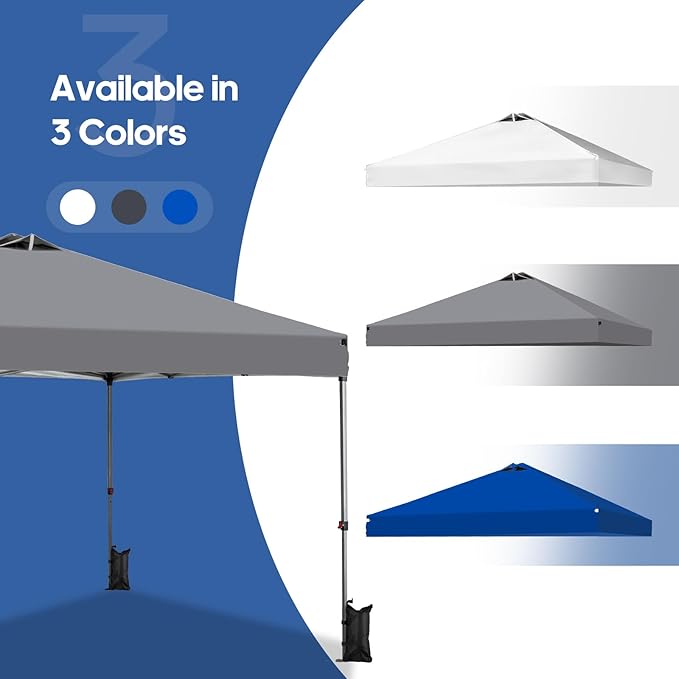 10x10 FT Pop Up Canopy, Easy Up Canopy Tent for Outdoor Patio, Backyard Parties Camping & Beach, Heavy Duty Instant Canopies with 1-Button Setup, 3 Adjustable Heights, UPF 50+ & Wheeled Bag