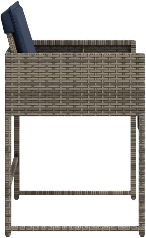 Patio Chairs with Cushions 4 pcs Gray Poly Rattan Dinning Chairs Camping Chair Patio Chairs Outdoor Chairs for Bedroom Patio Dining Outdoor