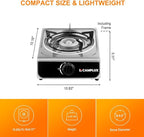 Camplux Single Burner Propane Stove 9,800 BTU, Stainless Steel Portable Gas Stoves