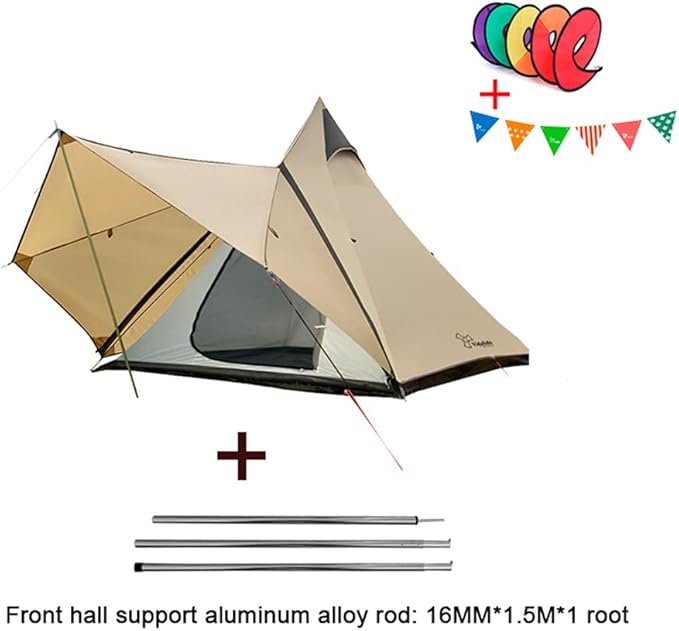 4 Person Tent for Camping Pyramid Teepee Tent Outdoor Portable Double Layers Indian Tipi Tent for Outdoor Family Hiking Yurt Tent