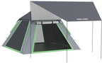 Golabs 3 Person Camping Tent w/ 9.5x8.5 ft Canopy, 3-Minute Setup by Pre-Attached Pole, PU1500mm Waterproof, 4 Side Mesh Tent Top & Door & Ventilation, Portable Family Tent w/Carry Bag & Pocket & Hook