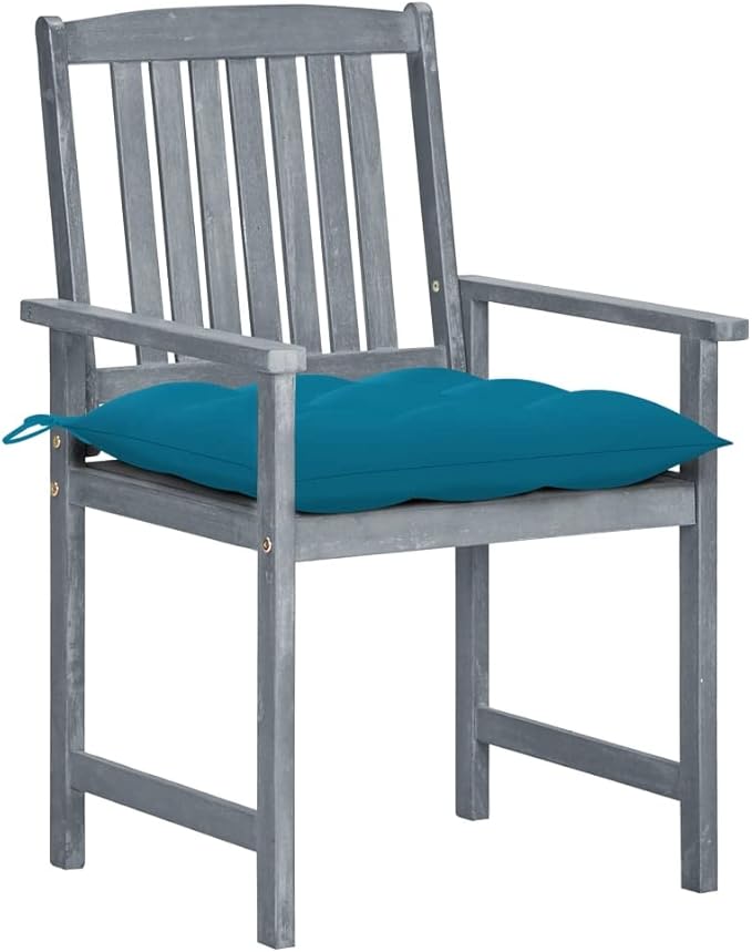 Patio Chairs with Cushions 8 pcs,Bistro Table and Chairs Outdoor,Lounge Chair,Patio Dining Chairs,Camping Chair,for Outdoor Patio, Campsite, or Yard, Solid Acacia Wood Gray