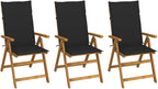 Folding Patio Chairs 3 pcs with Cushions Solid Acacia Wood Balcony Chairs Camping Chair Accent Chair Outdoor Chairs for Bedroom Dining Outdoor Patio