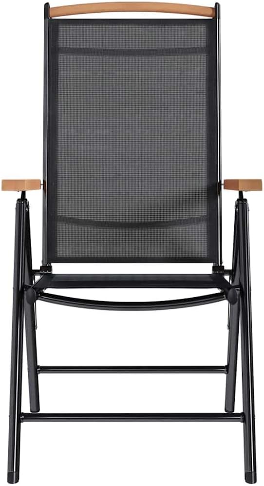 6-Pack Black Folding Patio Chairs, 25.6"x22.8"x42.9" Textilene Zero Gravity Outdoor Lounge Seats with Adjustable Backrest, Lightweight Camp Chairs for Garden Balcony Terrace