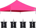 Eurmax USA New 10x10 Pop Up Canopy Replacement Canopy Tent Top Cover, Instant Canopy Top Cover ONLY, Choose 30 Colors,Bonus 4PC Pack Weight Bag (Pink)