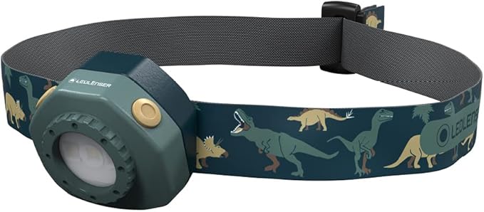 Ledlenser KIDLED4R Green Rechargeable LED Headlamp - Tri-Color Light with Flash Modes for Hiking Gear, Colorful Signal, Reading & Light Toys