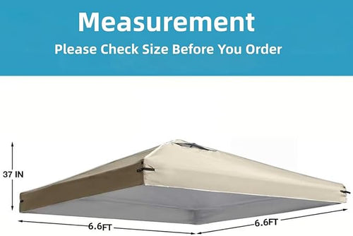 6.6x6.6 Canopy Replacement Top Cover with Air Vents for ez up Pop up Canopy Gazebo Tent, with Adjustable Strap, Waterproof & Anti-UV for Outdoor Shade (Frame Not Included) (Beige)