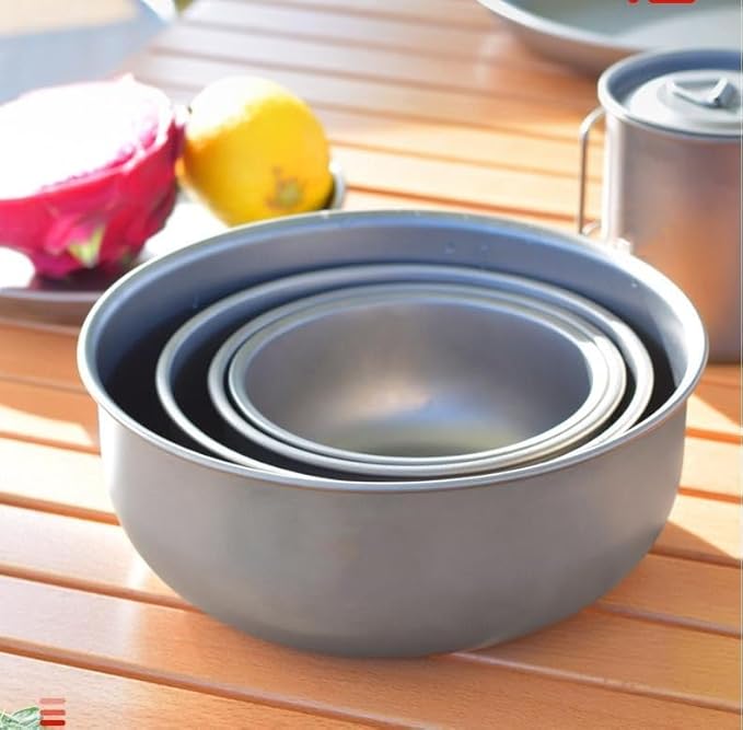 Pure Titanium Bowl Outdoor Camping Portable Single Layer Salad Bowl Household Tableware(1600ML)