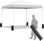 EROMMY 10x10 Pop Up Tent, Easy to Set Up Outdoor Canopy, Portable Gazebo for Events, Parties, Camping with Wheeled Bag, 4 Sand Bags, 4 Ropes and 8 Spikes(White)