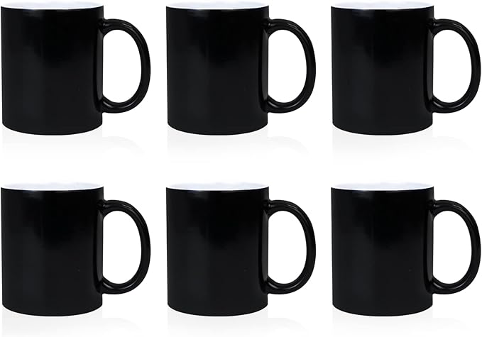 11oz Color Changing Mugs Sublimation Ceramic Coffee Mugs Set of 6 Pcs Mugs Porcelain Espresso CupsMagic Mugs DIY for Coffee Soup Tea Milk Latte Hot Cocoa etc