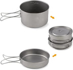 Titanium Bowls Camping Cookware Set Camping Pot Outdoor Pan Outdoor Cooking Tableware with Foldable Handles Mesh Sack
