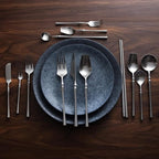 Cutlery Set Pieces Service Stainless Steel Titanium Flatware,Silverware Flatware Cutlery Set, 5/20/30/40/50/60 Pieces Small Waist Series Silver Knife and Fork Spoon 304 Stainless Steel Tabl
