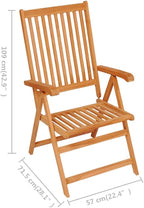 Reclining Patio Chairs with Cushions 8 pcs,Outdoor Folding Chair,Lounge Chair,Portable Camping Chair,Tanning Chairs for Outside,Garden Chair,for Outdoor Patio, Campsite, or Yard,Solid Teak Wood