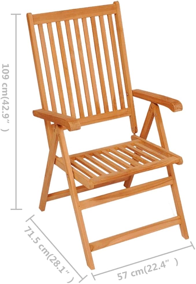 Reclining Patio Chairs with Cushions 8 pcs,Outdoor Folding Chair,Lounge Chair,Portable Camping Chair,Tanning Chairs for Outside,Garden Chair,for Outdoor Patio, Campsite, or Yard,Solid Teak Wood