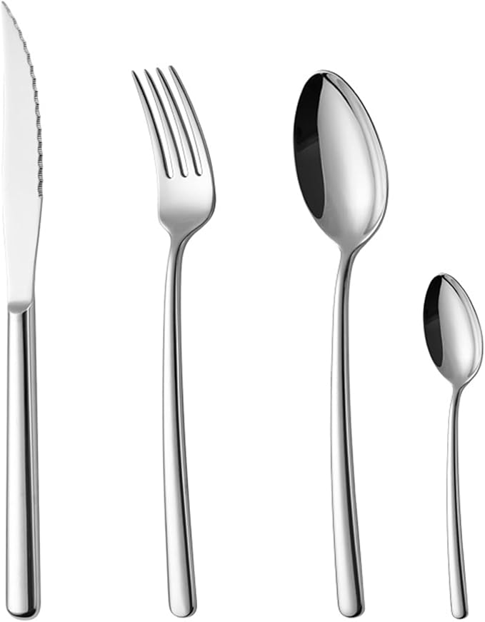 Utensil Sets for 4, Stainless Steel Silverware Set, Luxury Cutlery Sets for Camping, Afternoon tea, Hotel, Dishwasher Safe