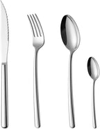 Utensil Sets for 4, Stainless Steel Silverware Set, Luxury Cutlery Sets for Camping, Afternoon tea, Hotel, Dishwasher Safe