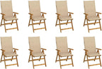 Folding Patio Chairs with Cushions 8 pcs Solid Acacia Wood Balcony Chairs Camping Chair Accent Chair Outdoor Chairs for Bedroom Dining Outdoor Patio