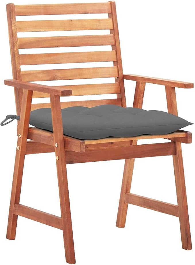 Patio Dining Chairs,Bistro Chair,Camping Chair,Armchair,Outdoor Chairs,Beach Chair,Fishing Chairs,Barbecue Chairs,for Deck, poolside,Camping,Beach,Campsite, 2 pcs with Cushions Solid Acacia Wood